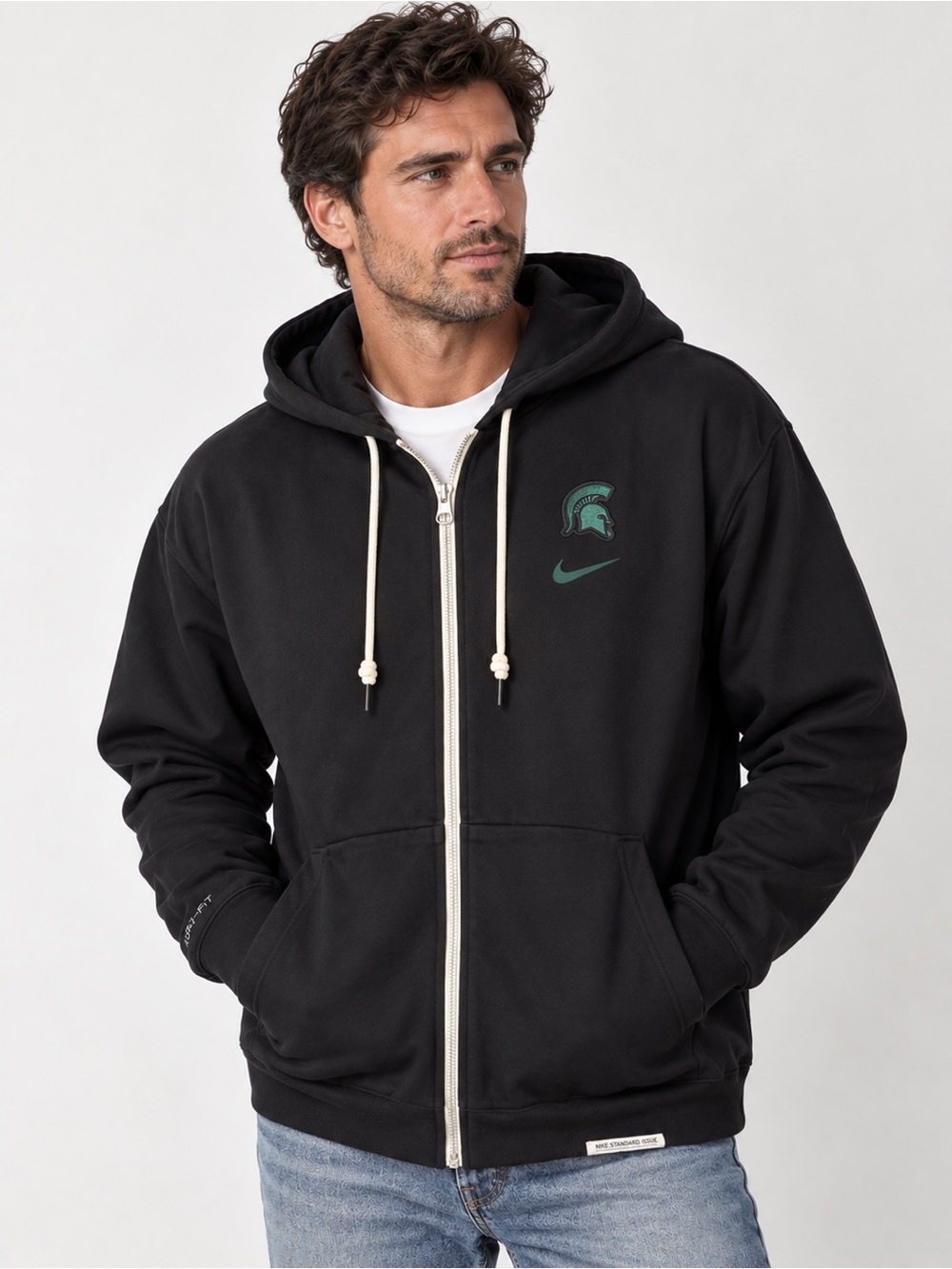 Nike Michigan State Spartans Dri-FIT Standard Issue full-zip hoodie in black, XL